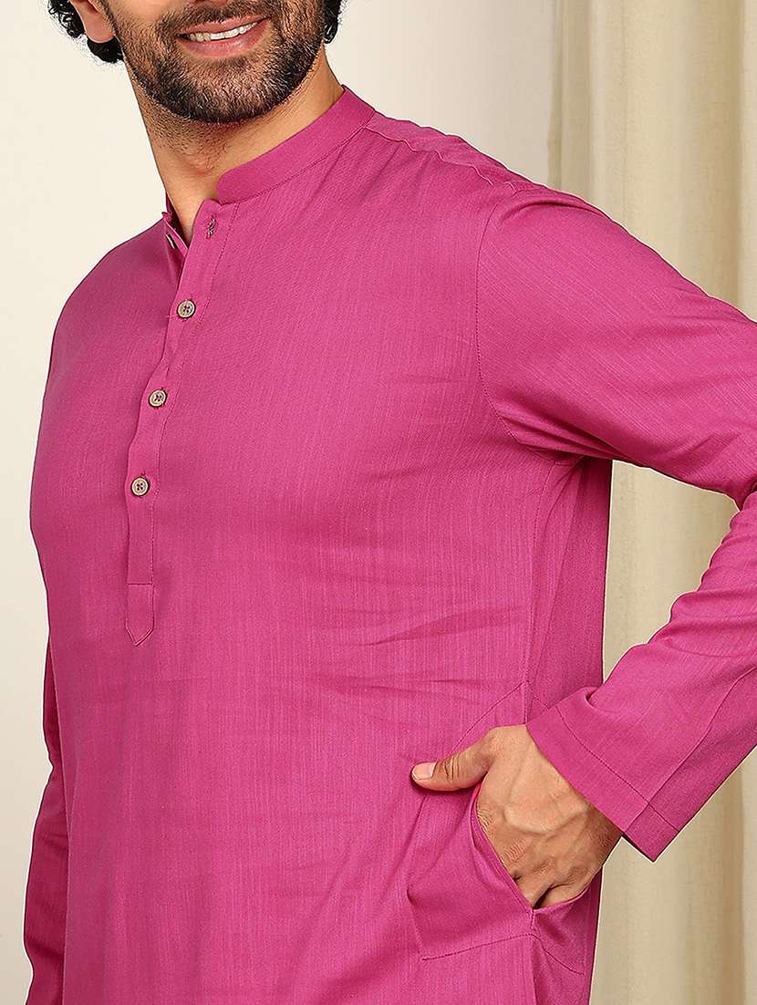 men mandarin neck long sleeve kurta - 22392614 -  Standard Image - 1