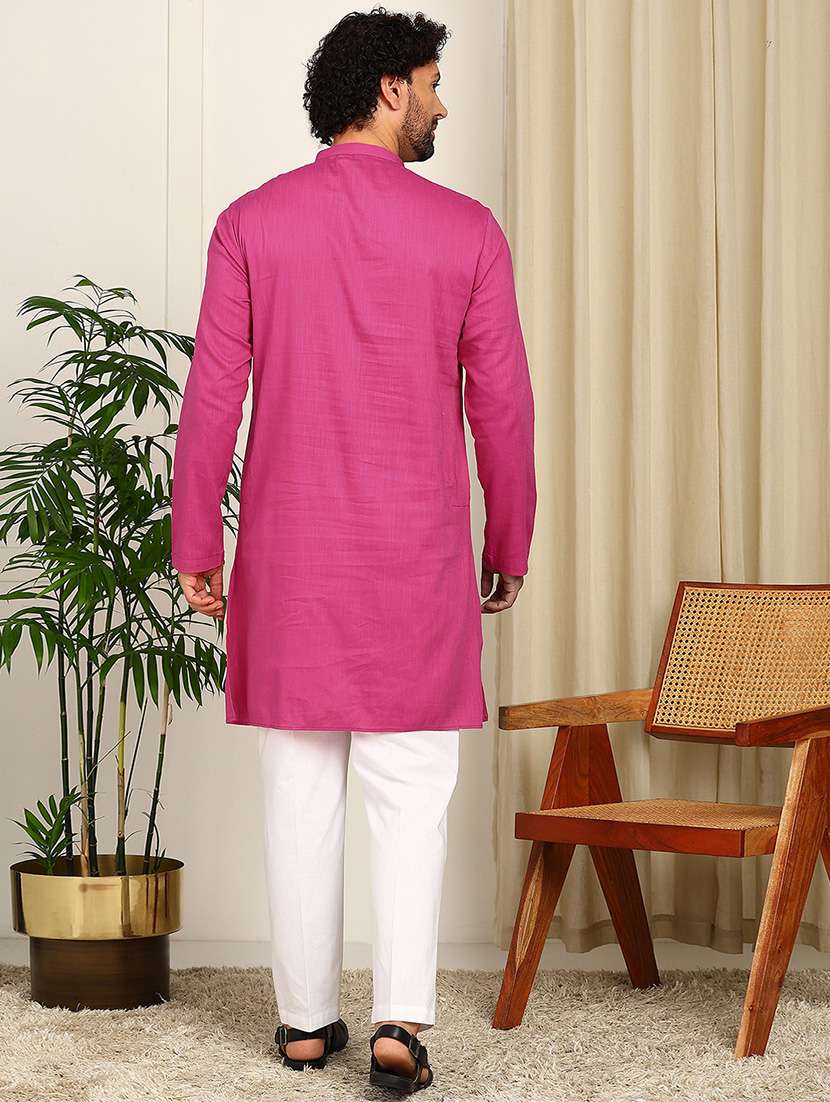 men mandarin neck long sleeve kurta - 22392614 -  Standard Image - 4