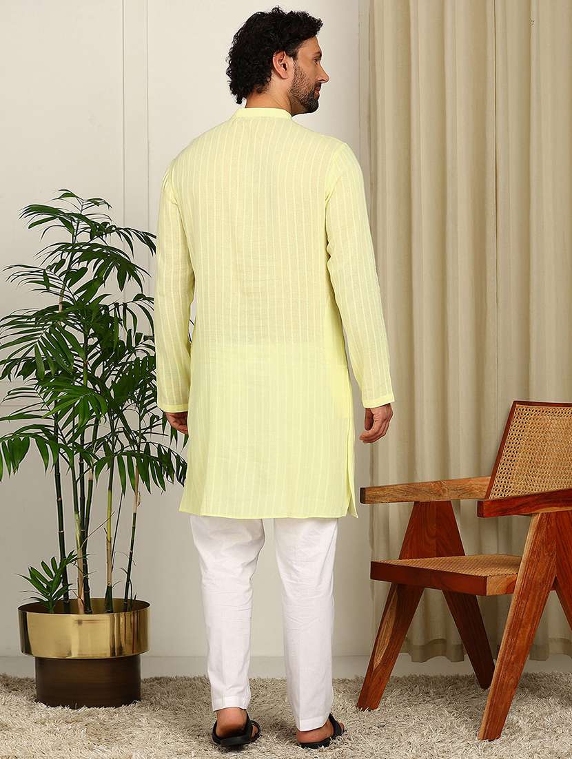 Men Mandarin Neck Long Sleeve Kurta - 22392618 -  Standard Image - 4