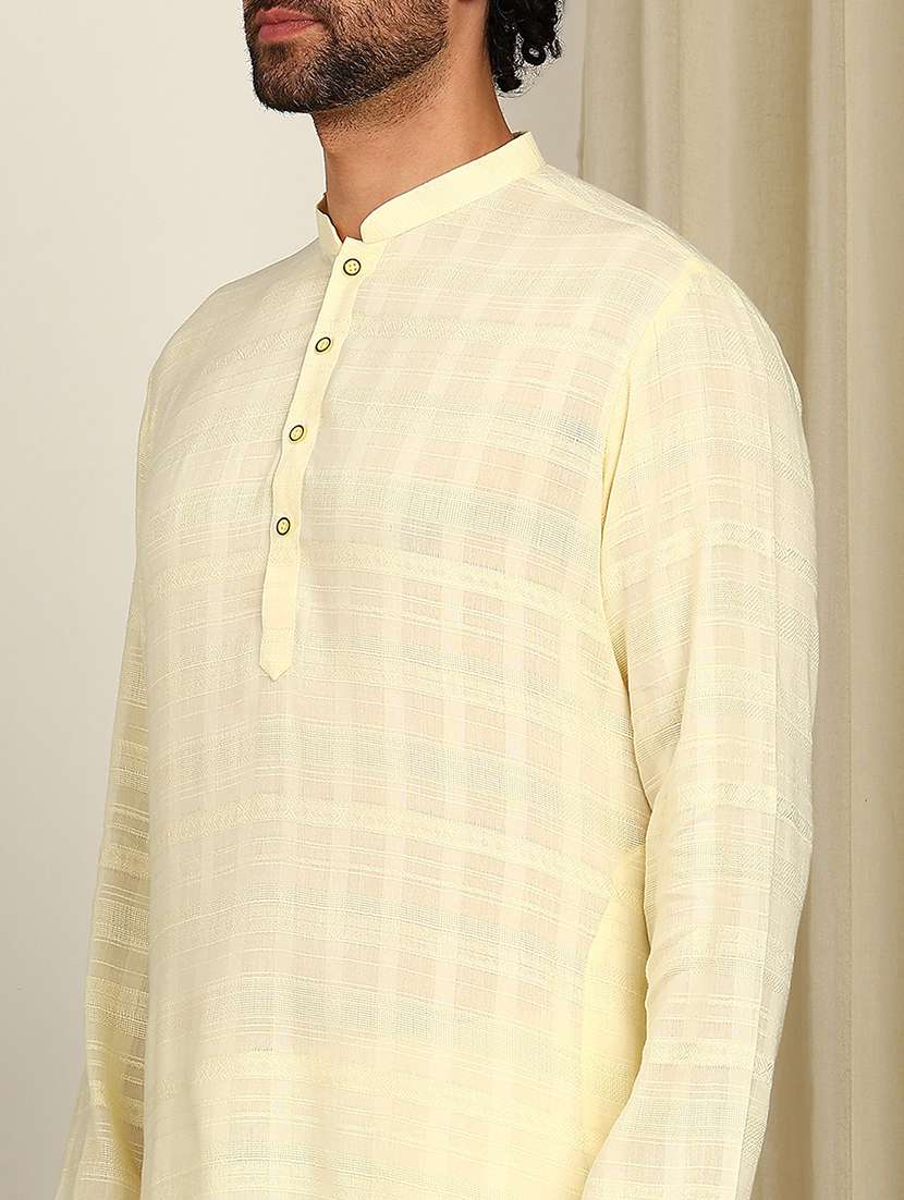 men mandarin neck long sleeve kurta - 22392619 -  Standard Image - 1