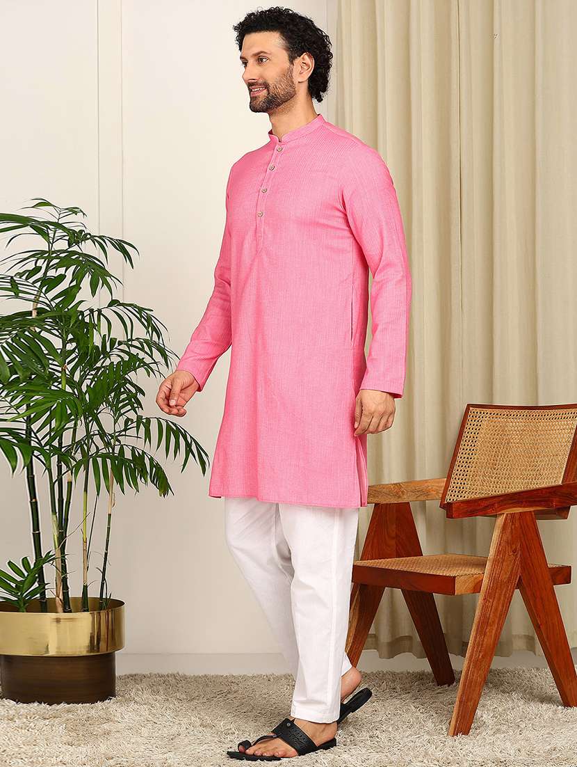 men mandarin neck long sleeve kurta - 22392620 -  Standard Image - 4