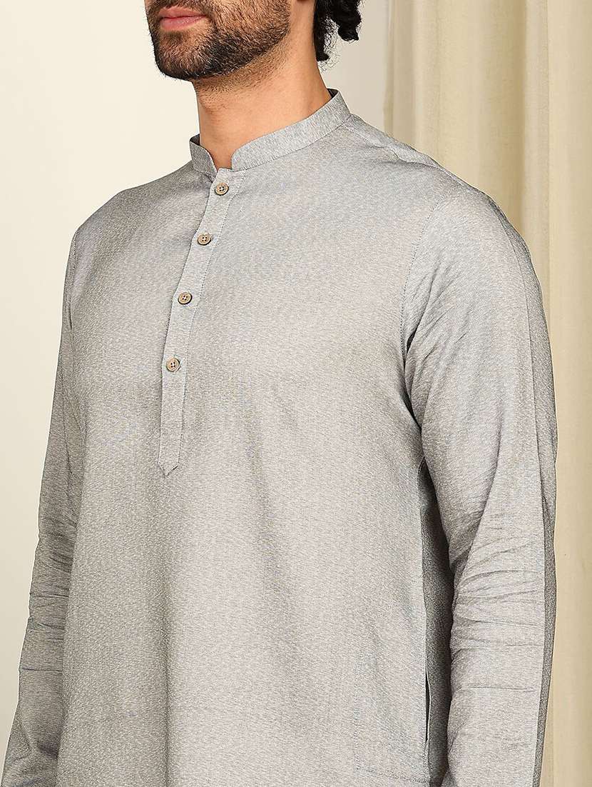 men mandarin neck long sleeve kurta - 22392621 -  Standard Image - 1