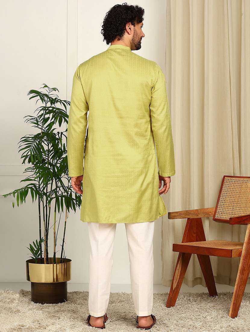 men mandarin neck long sleeve kurta - 22392623 -  Standard Image - 4
