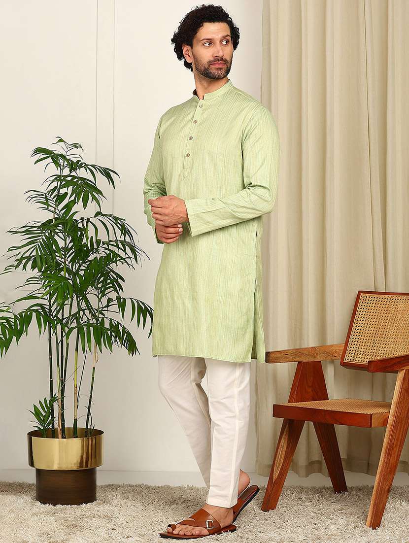 Men Mandarin Neck Long Sleeve Kurta - 22392624 -  Standard Image - 4