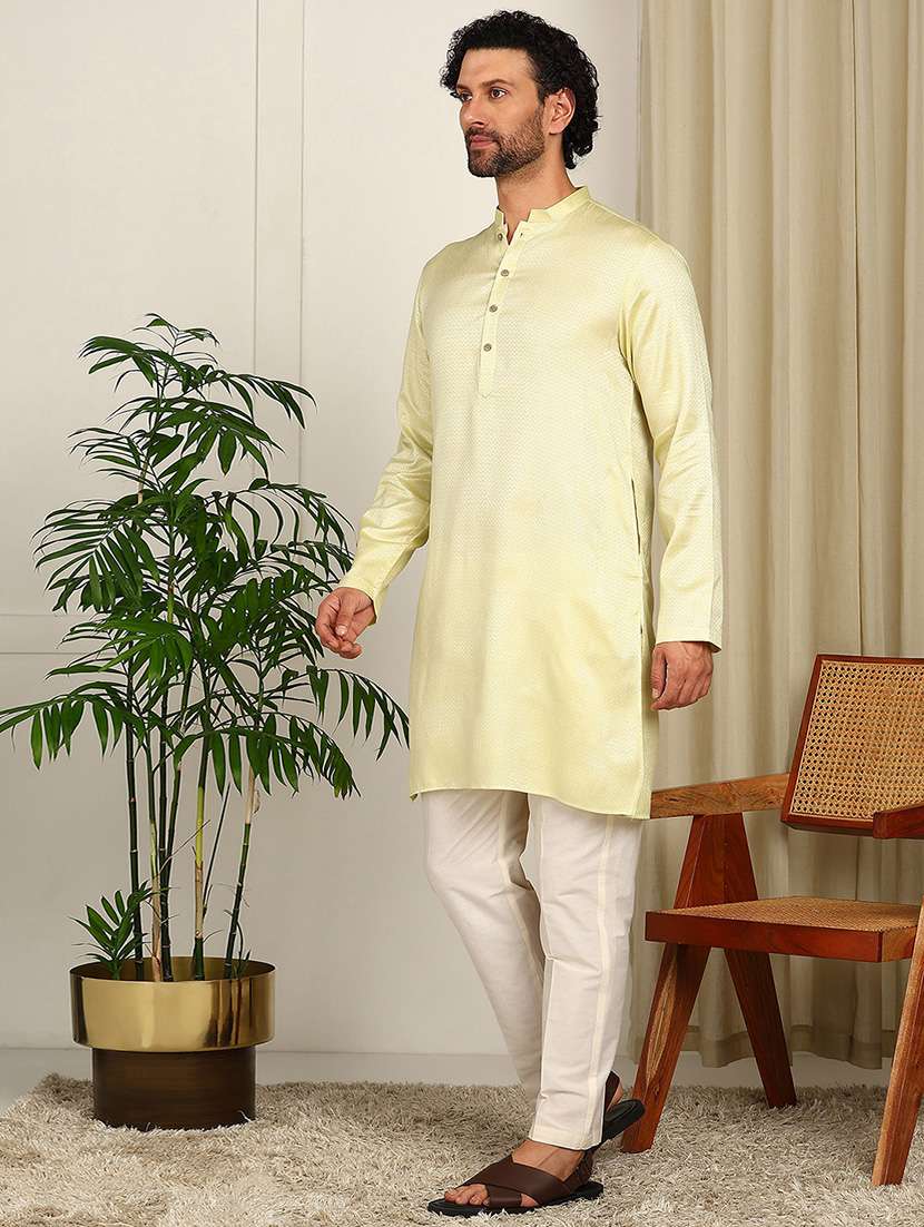 men mandarin neck long sleeve kurta - 22392626 -  Standard Image - 4