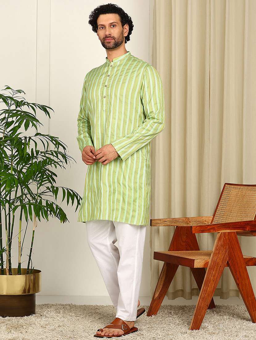 men mandarin neck long sleeve kurta - 22392627 -  Standard Image - 4