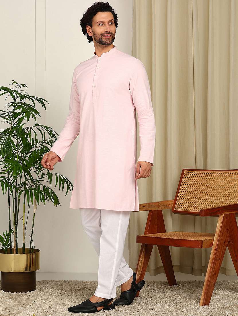 men mandarin neck long sleeve kurta - 22392629 -  Standard Image - 4