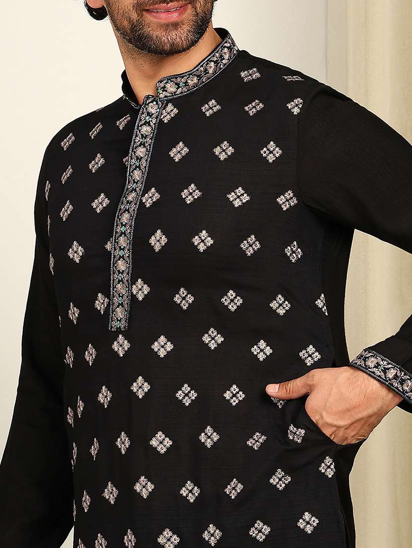 men mandarin neck long sleeve kurta - 22392637 -  Standard Image - 1