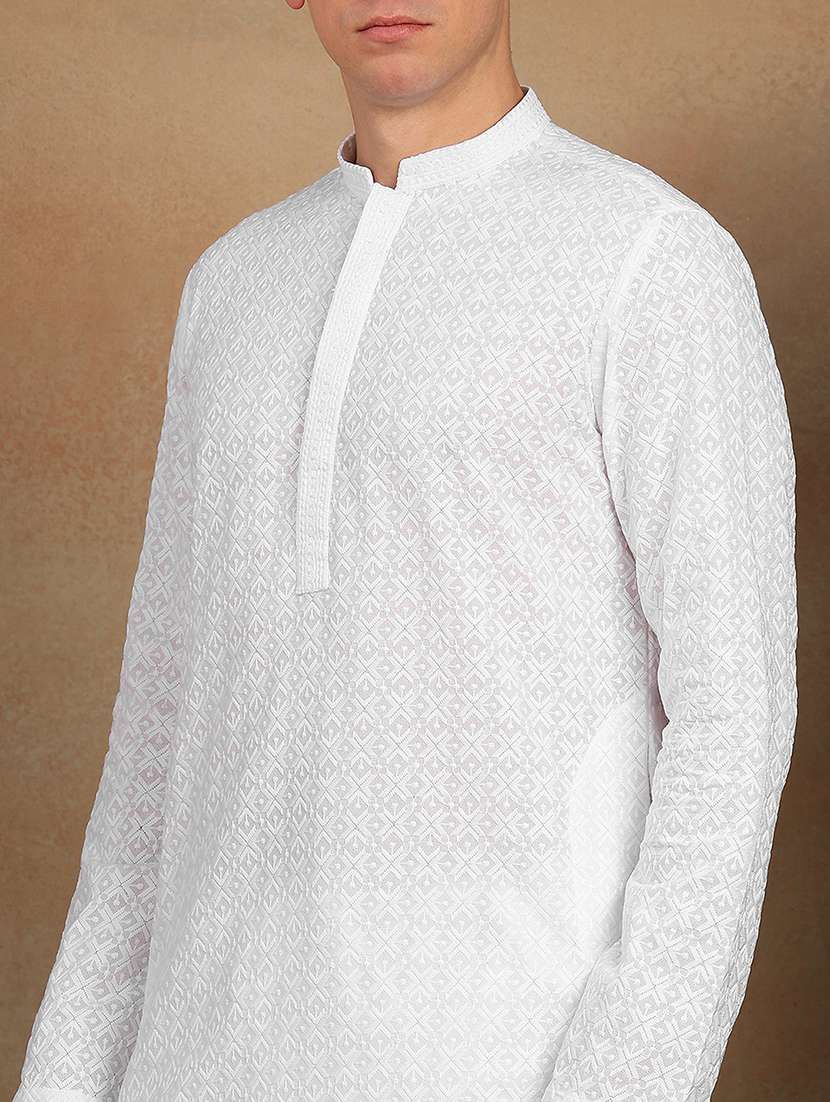 men mandarin neck long sleeve kurta - 22392639 -  Standard Image - 1