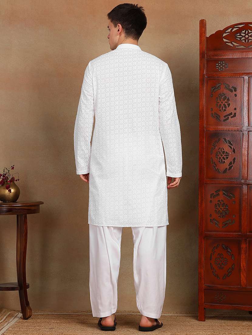 men mandarin neck long sleeve kurta - 22392639 -  Standard Image - 4