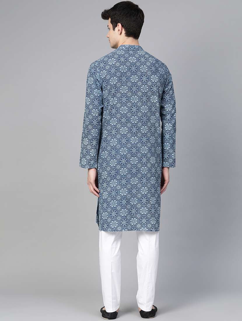 Men Mandarin Neck Long Sleeve Kurta - 22392644 -  Standard Image - 4