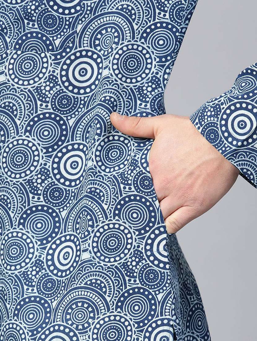 men mandarin neck long sleeve kurta - 22392645 -  Standard Image - 1