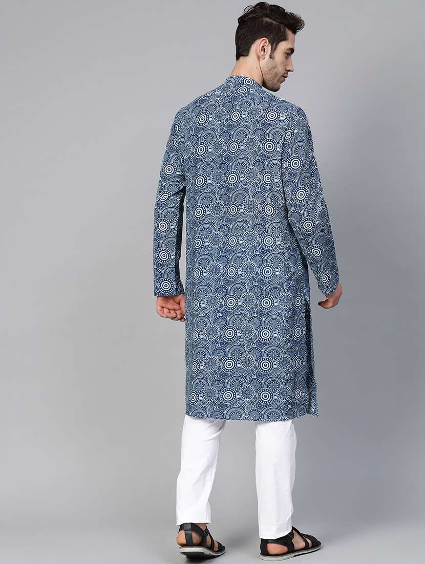 men mandarin neck long sleeve kurta - 22392645 -  Standard Image - 4