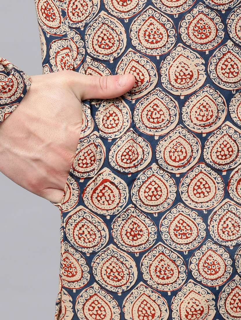 men printed mandarin neck long sleeve kurta - 22392678 -  Standard Image - 1