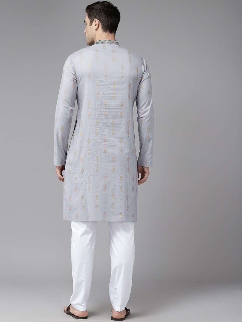 men mandarin neck long sleeve kurta - 22392692 -  Standard Image - 4