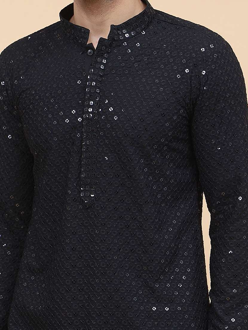 men mandarin neck long sleeve kurta - 22392694 -  Standard Image - 1