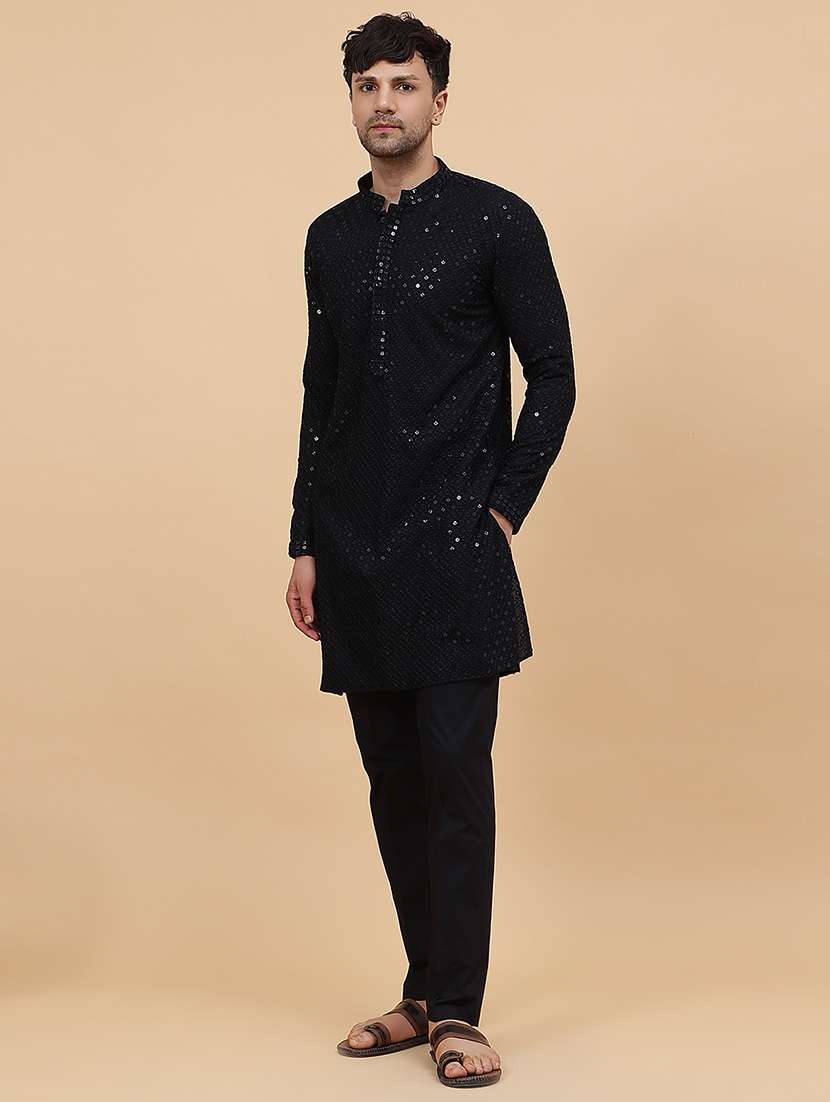 men mandarin neck long sleeve kurta - 22392694 -  Standard Image - 4