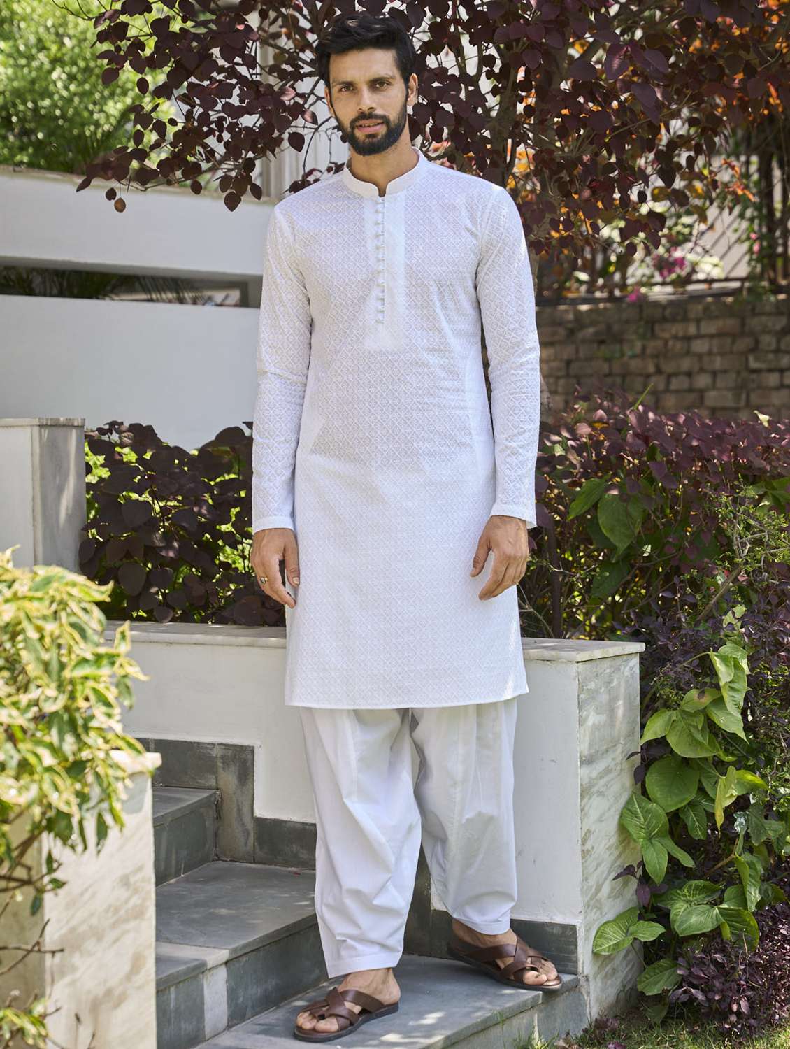 men mandarin neck long sleeve kurta - 22392696 -  Standard Image - 4