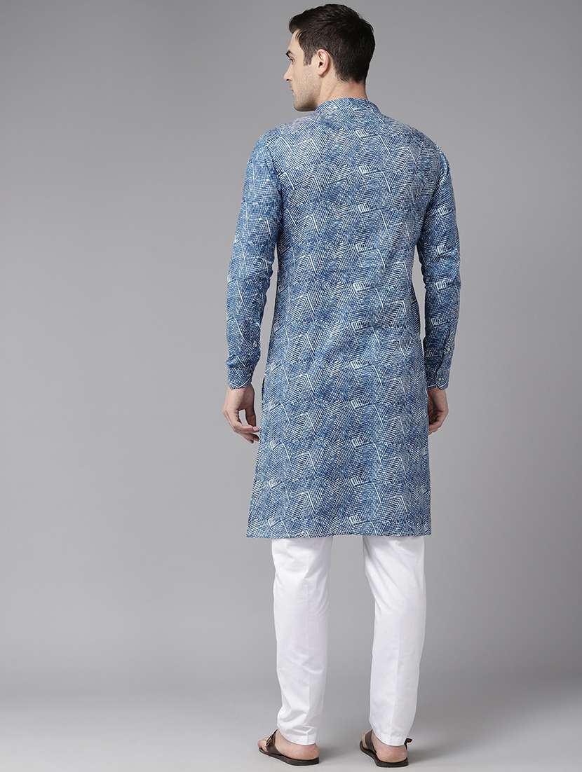 men mandarin neck long sleeve kurta - 22392700 -  Standard Image - 4