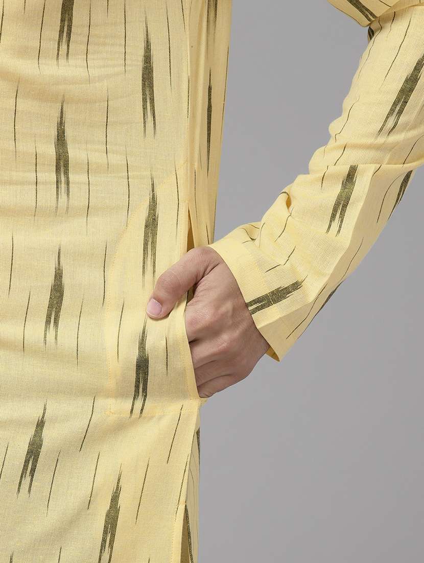 cream cotton long men mandarin neck long sleeve kurta kurta - 22392702 -  Standard Image - 1