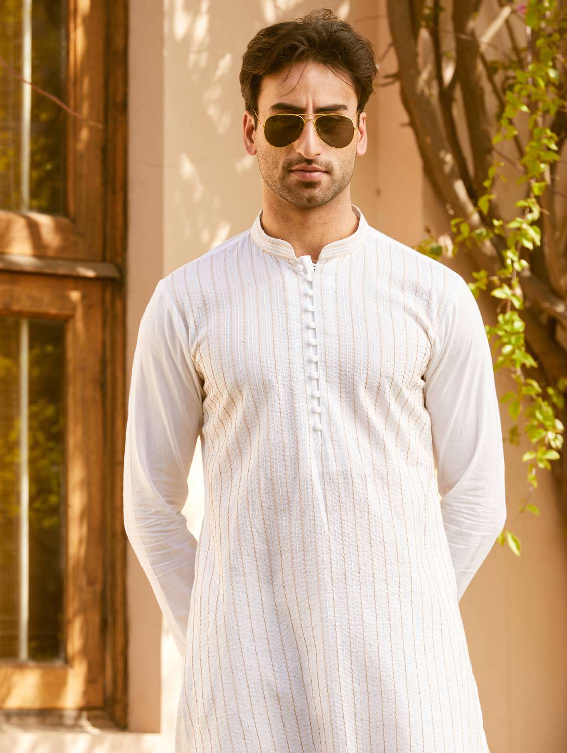men mandarin neck long sleeve kurta - 22392704 -  Standard Image - 1