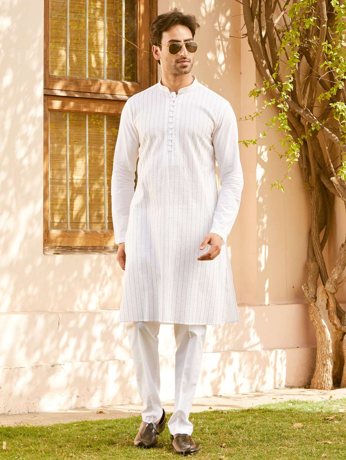 men mandarin neck long sleeve kurta - 22392704 -  Standard Image - 4