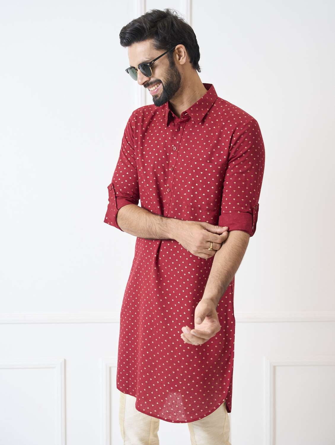 men printed mandarin neck long kurta - 22392716 -  Standard Image - 4