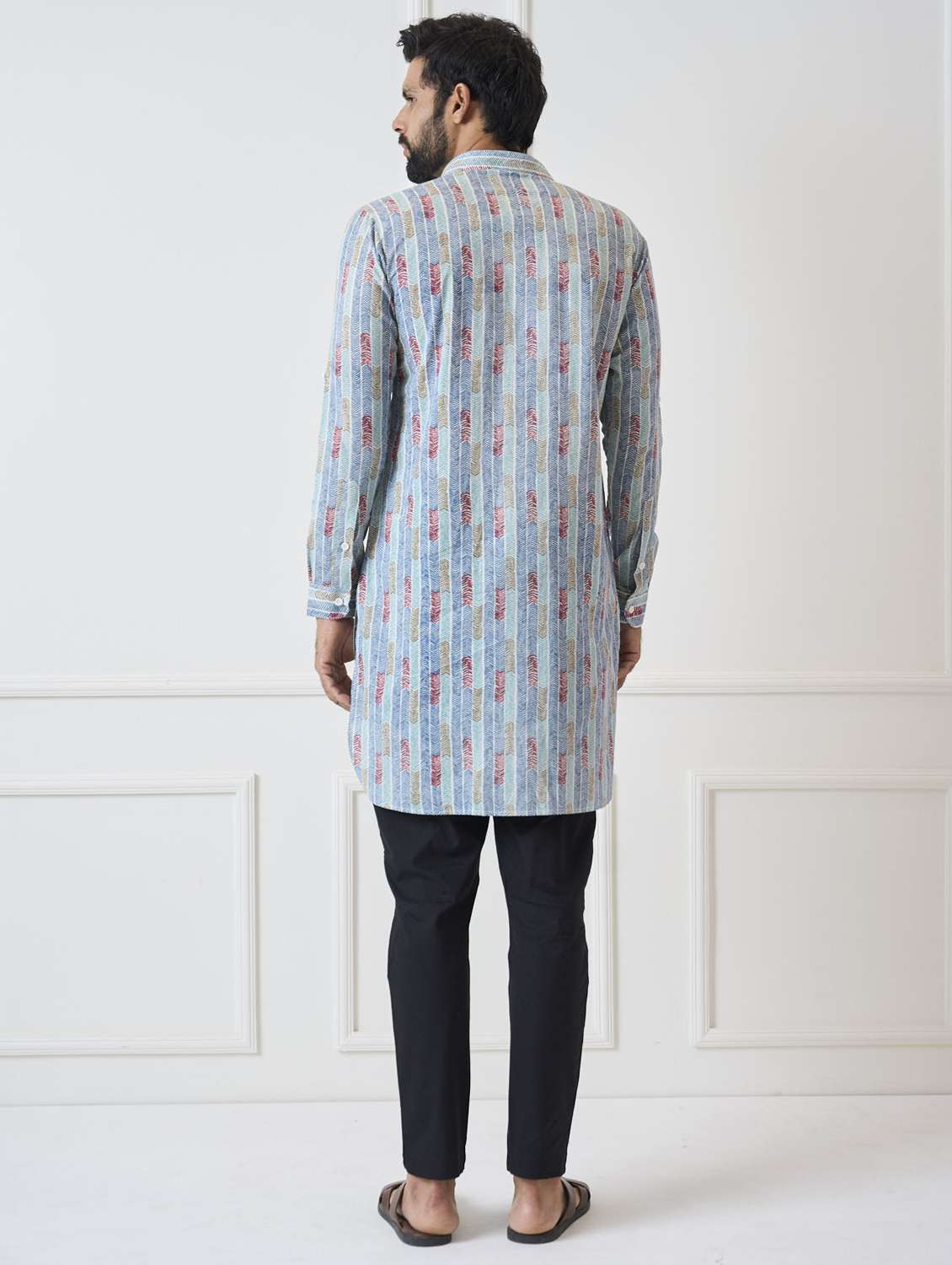 men printed long sleeve pathani kurta - 22392724 -  Standard Image - 4