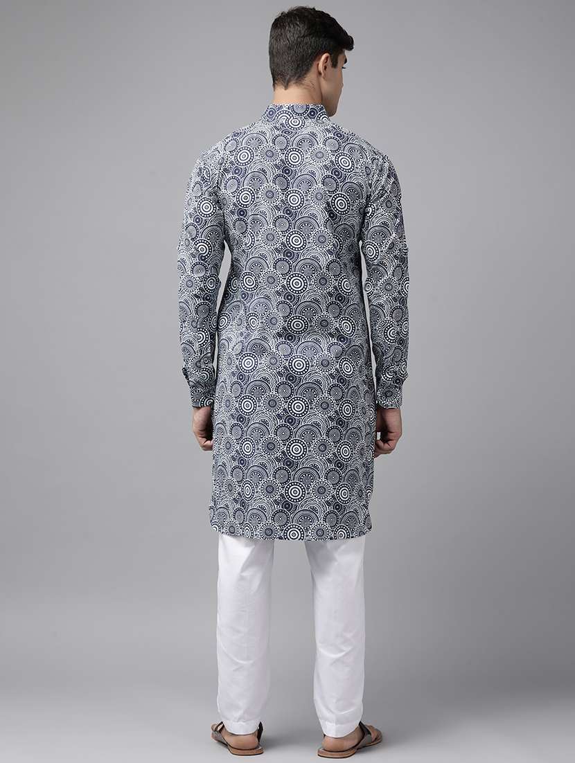 men printed long sleeve pathani kurta - 22392733 -  Standard Image - 4