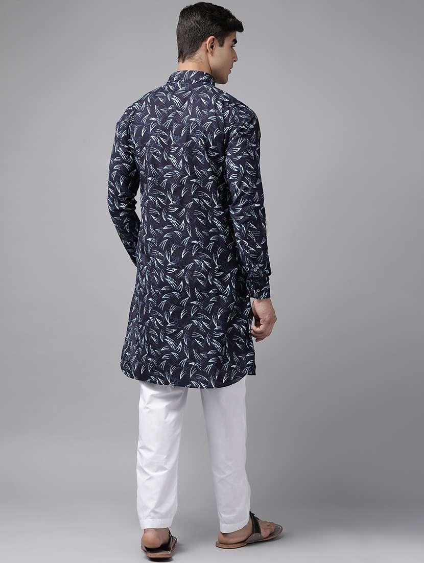 men printed long sleeve pathani kurta - 22392745 -  Standard Image - 4