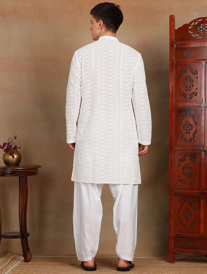 men mandarin neck long sleeve kurta - 22392760 -  Standard Image - 4