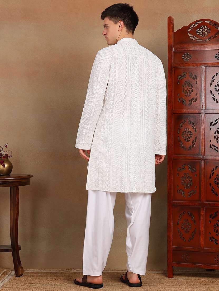 men mandarin neck long sleeve kurta - 22392762 -  Standard Image - 4