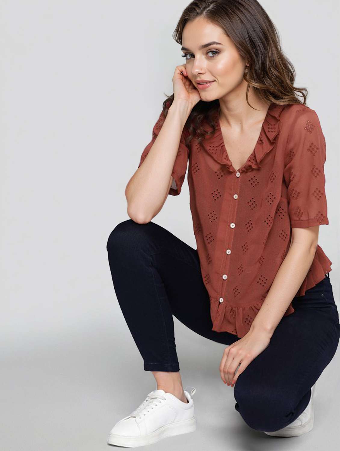 women self designed short sleeve top - 22392771 -  Standard Image - 4