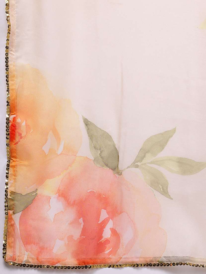 women solid three quarter sleeve kurta pant with dupatta set - 22392785 -  Standard Image - 4