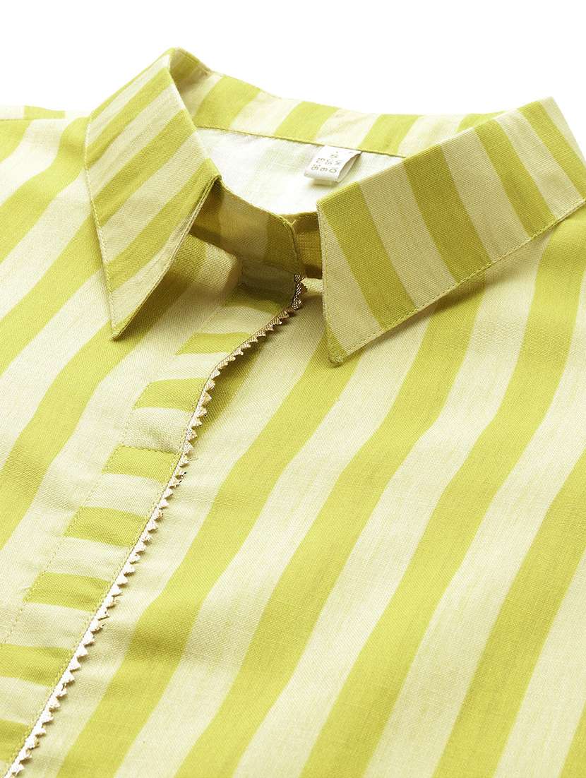 women striped three quarter sleeve kurta palazzo set - 22392792 -  Standard Image - 1