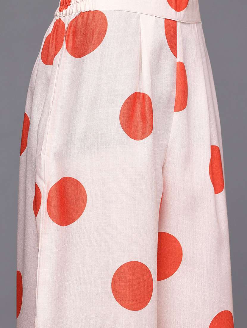 women polka dot three quarter sleeve kurta palazzo set - 22392793 -  Standard Image - 4