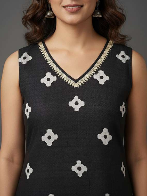 women printed sleeveless kurta palazzo with dupatta set - 22392799 -  Standard Image - 1