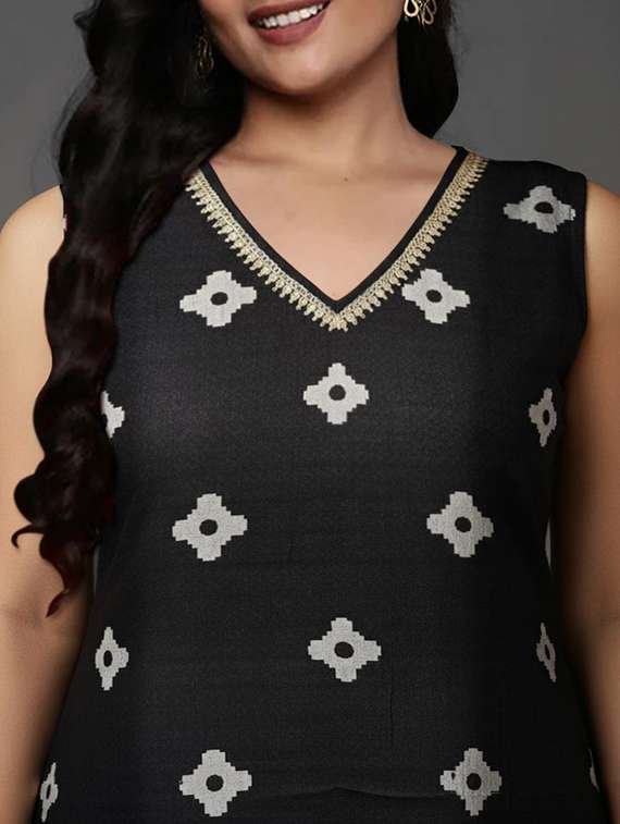women printed sleeveless kurta palazzo with dupatta set - 22392822 -  Standard Image - 1