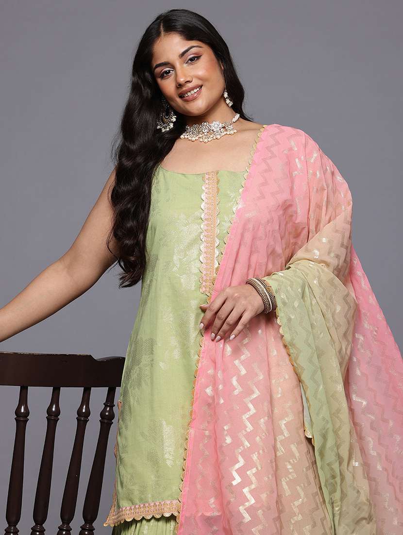 women printed sleeveless kurta sharara with dupatta set - 22392824 -  Standard Image - 1