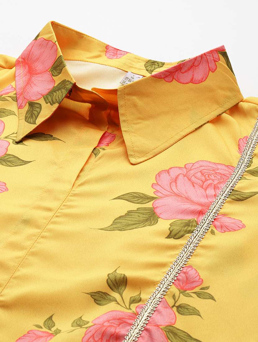 women floral print collared straight kurti - 22392831 -  Standard Image - 1