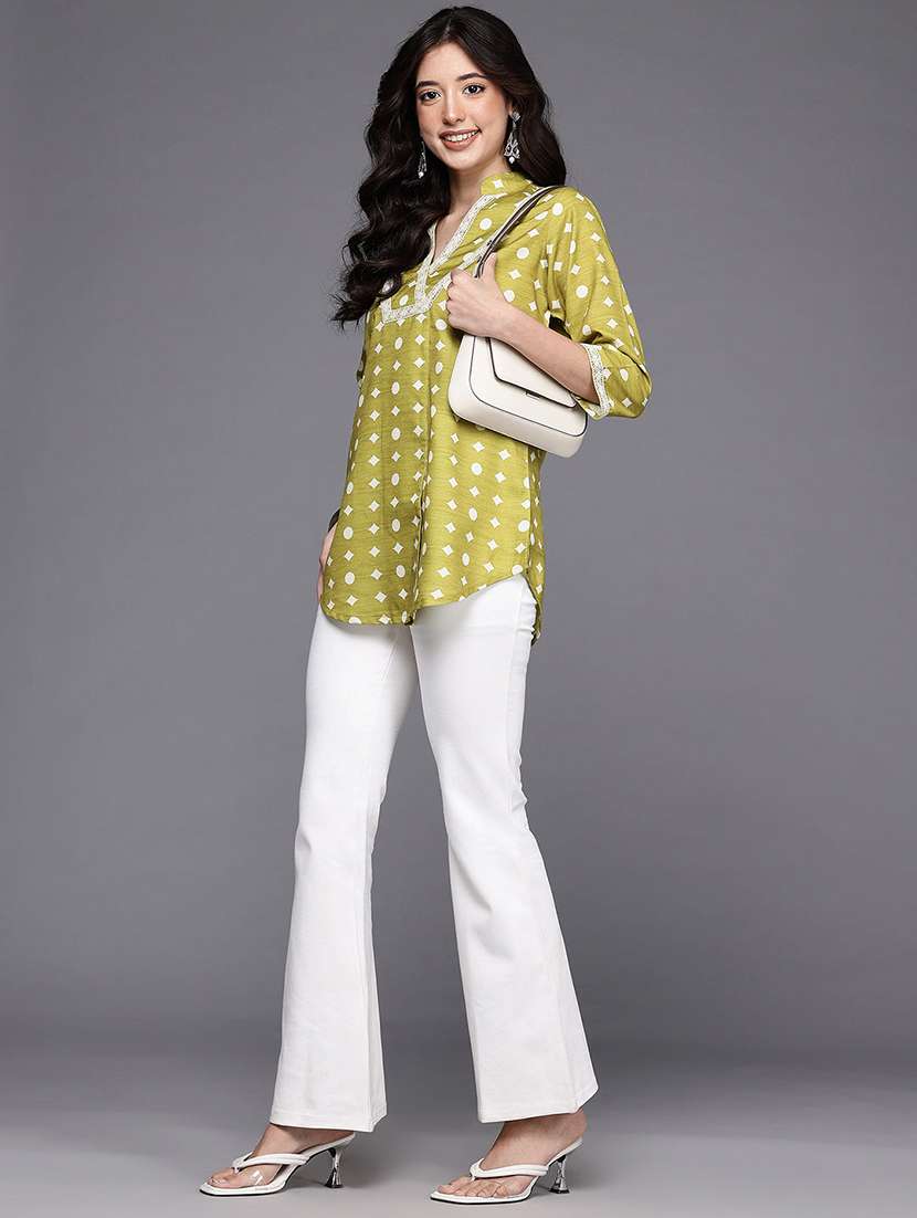 women printed three quater sleeve straight kurti - 22392833 -  Standard Image - 4