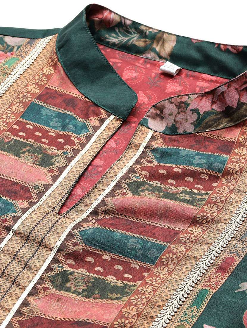 women floral long sleeve straight kurta - 22392839 -  Standard Image - 1