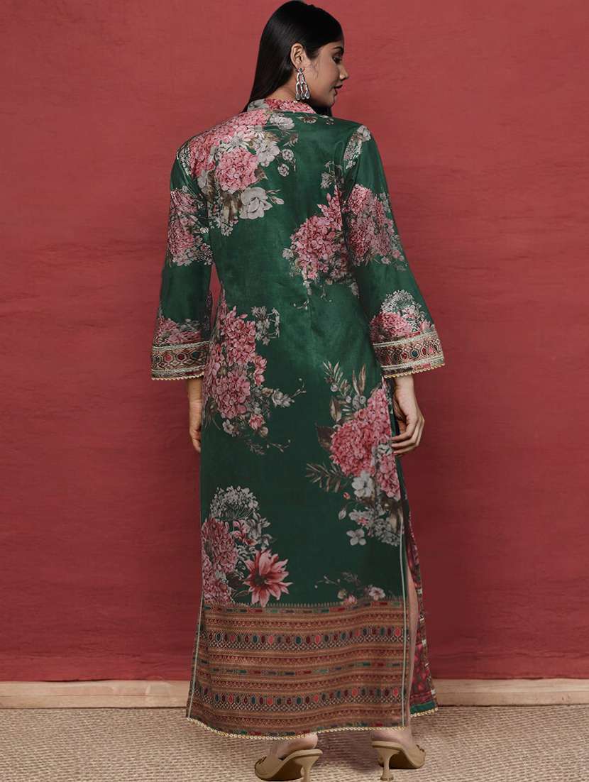 women floral long sleeve straight kurta - 22392841 -  Standard Image - 4