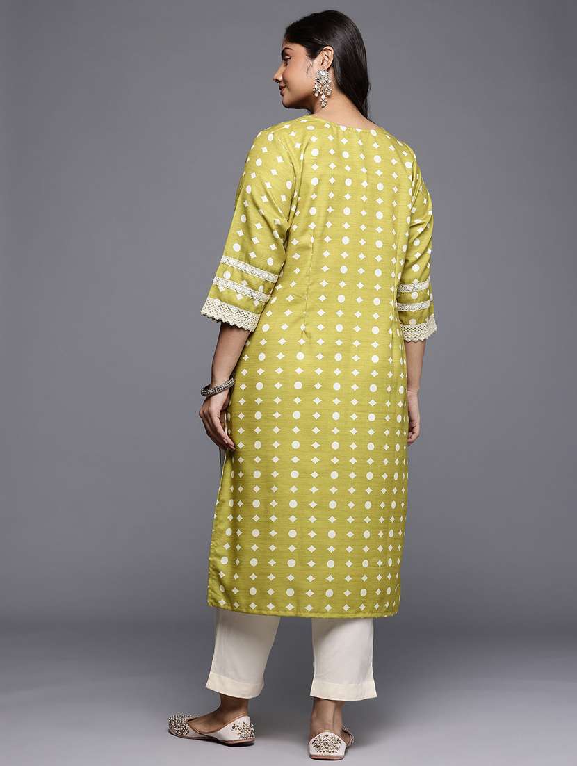 women printed three quarter sleeve a-line kurta - 22392850 -  Standard Image - 4