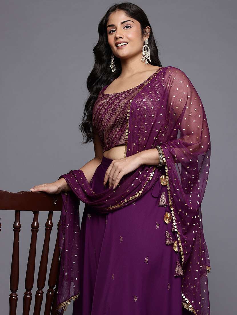 women plus size foil printed sleeveless lehenga choli with dupatta set - 22392856 -  Standard Image - 1