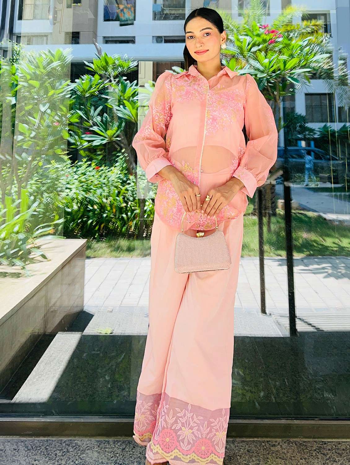 women solid with work long sleeve ethnic co-ord set - 22392865 -  Standard Image - 4