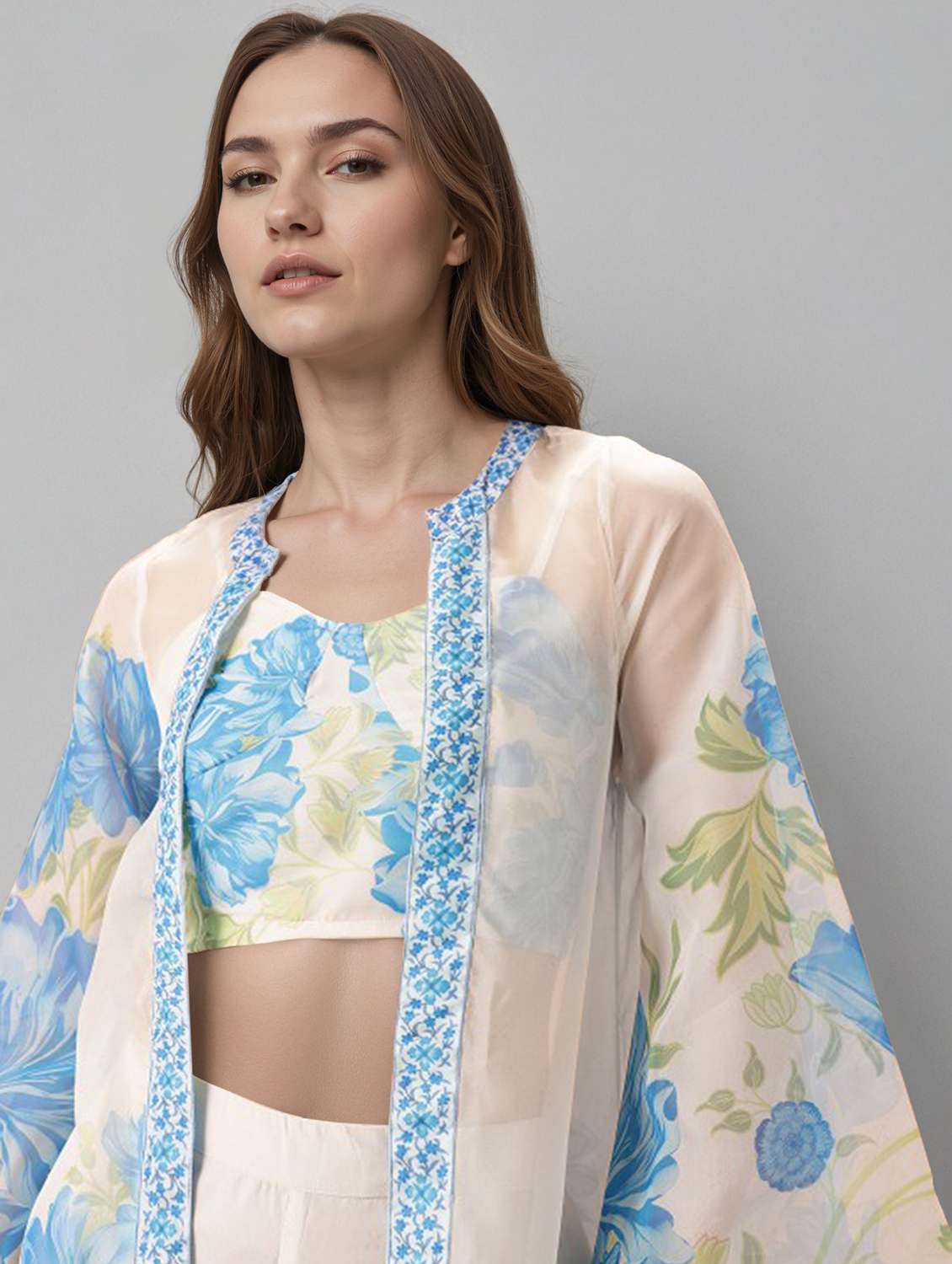 women printed long sleeve fusion set - 22392874 -  Standard Image - 1