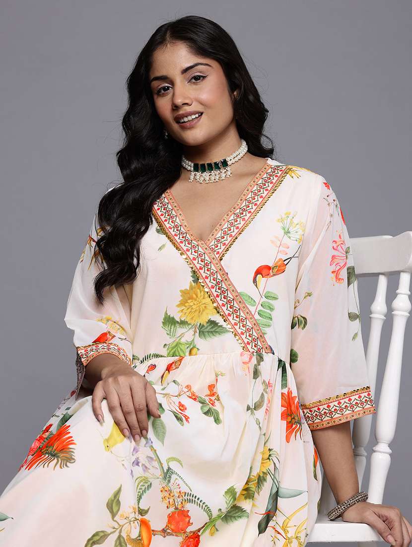 women plus size floral three quarter sleeve ethnic dress - 22392908 -  Standard Image - 1