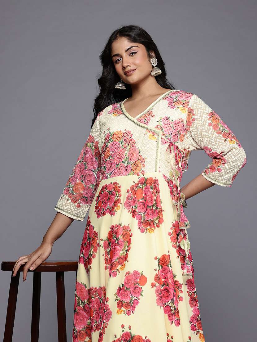 women plus size floral three quarter sleeve ethnic dress - 22392909 -  Standard Image - 1
