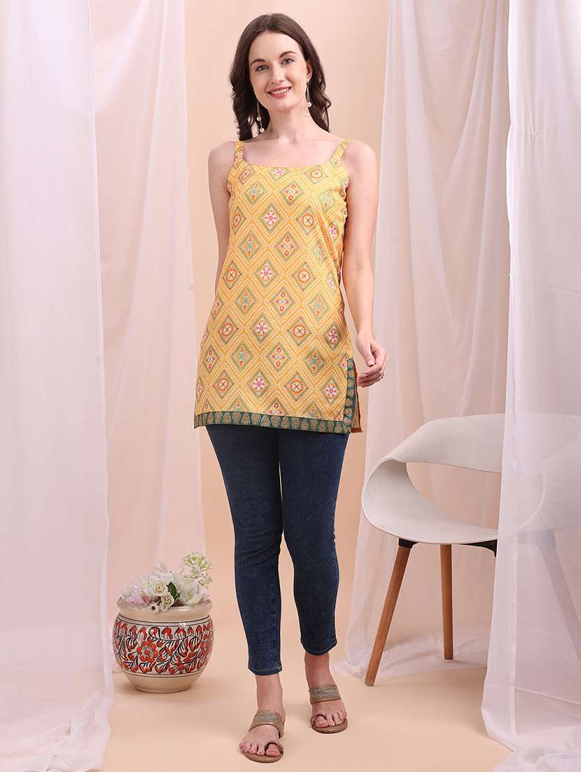 women printed sleeveless straight kurti - 22392913 -  Standard Image - 1